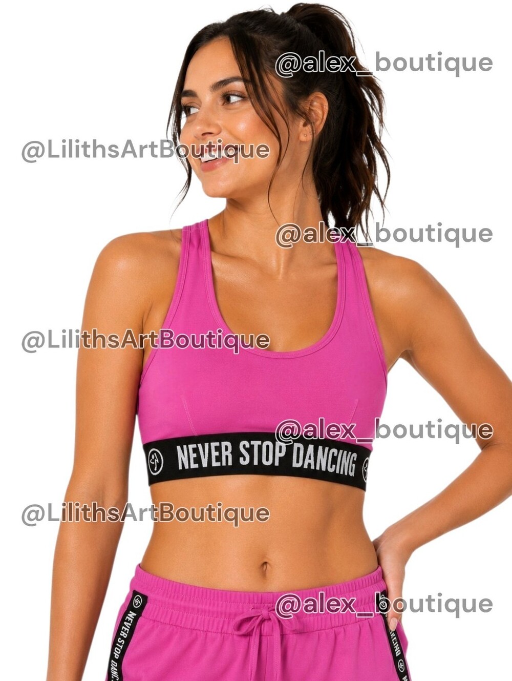 Zumba Never Stop Dancing Scoop Sports Bra Shocking Pink Size M (G030)